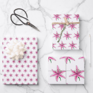 Rosa Blütengarten Party Polterabend Geschenkpapier Set