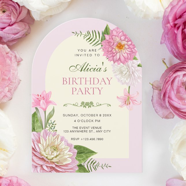 Rosa Blütengeburtstag Einladung (Von Creator hochgeladen)