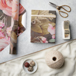 Rosa Blütengrün Eukalyptus Geschenkpapier