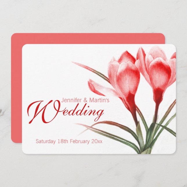 Rosa Blütenhochzeit Einladung (Vorne/Hinten)