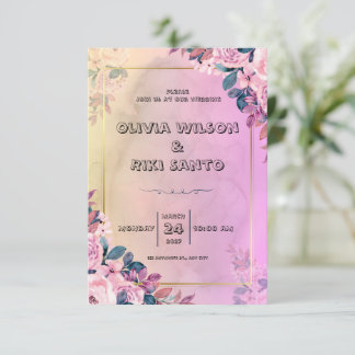 Rosa Blütenhochzeit Einladung