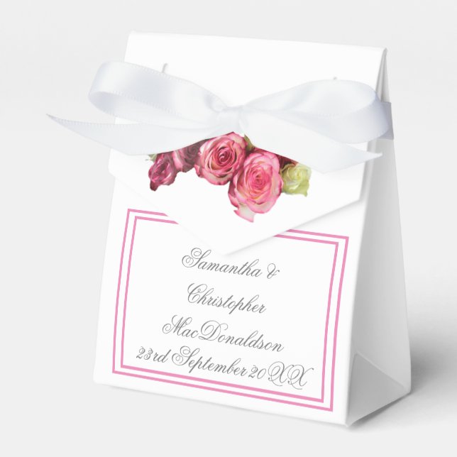 Rosa Blütenhochzeit Geschenkschachtel (Vorderseite)