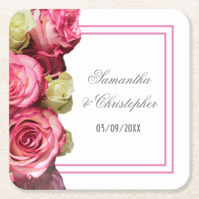 Rosa Blütenhochzeit Rechteckiger Pappuntersetzer (Vorderseite)