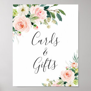 Rosa Blütenkarten und Geschenke Hochzeit Poster