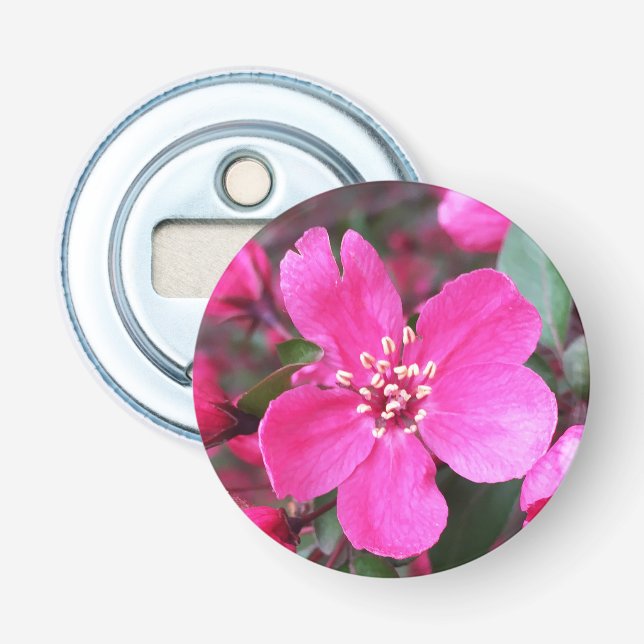 Rosa Blütenkrabapfel Flaschenöffner (Vorderseite)
