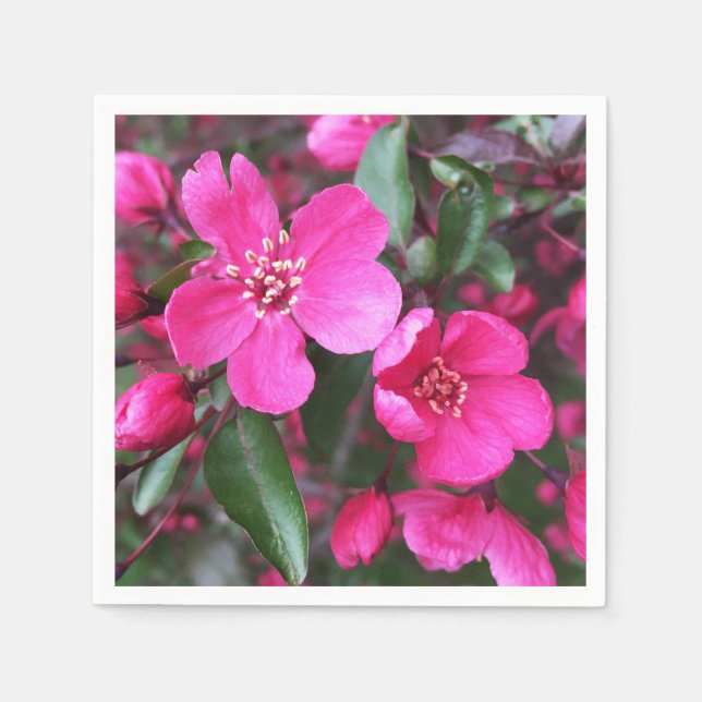 Rosa Blütenkrabapfel Serviette (Vorderseite)