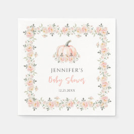 Rosa Blütenkürbis fällt kleine Babydusche Serviette