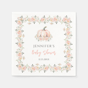 Rosa Blütenkürbis fällt kleine Babydusche Serviette