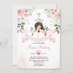 Rosa Blütenmädchen 1. Einladung