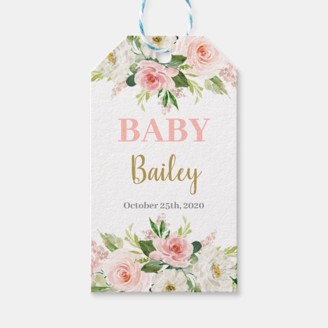 Rosa Blütenmädchen Geschenkanhänger (Vorderseite)