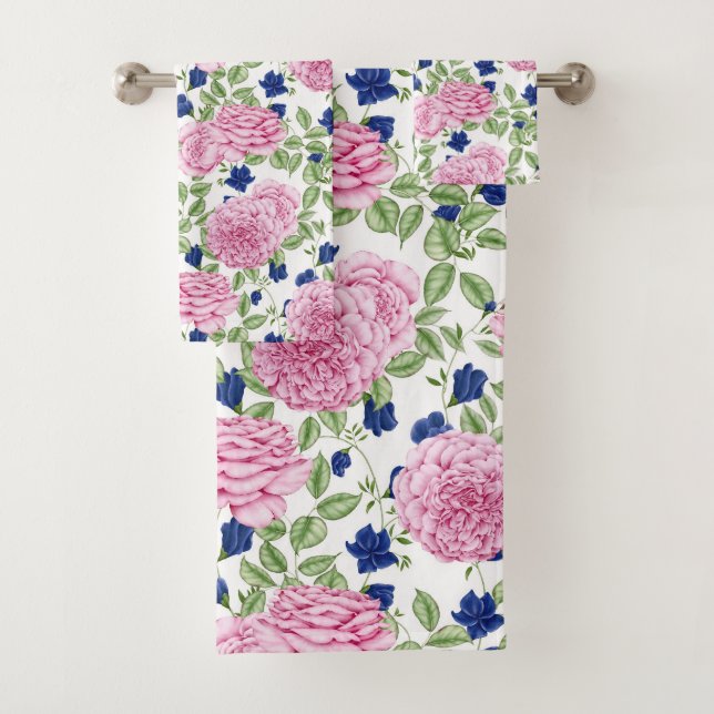 Rosa Blütenmuster Badhandtuch Set (Insitu)