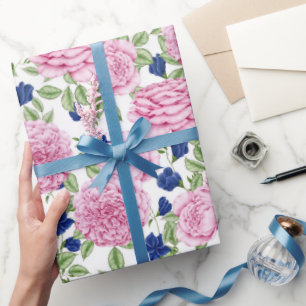 Rosa Blütenmuster Geschenkpapier