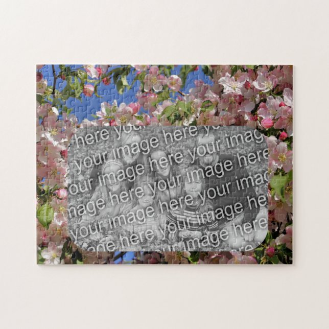 Rosa Blütenrahmen kreieren Ihr eigenes Foto Puzzle (Horizontal)