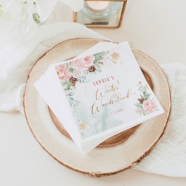 Rosa blütenrosa Winterwunderland Geburtshaus Serviette (Von Creator hochgeladen)