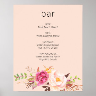 Rosa Blütenrot Blütenzeichen Bar - Rosa Poster