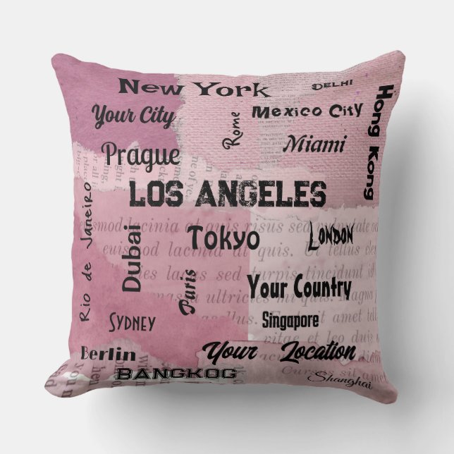 Rosa blütenrote Megastädte der Welt Kissen (Vorderseite)