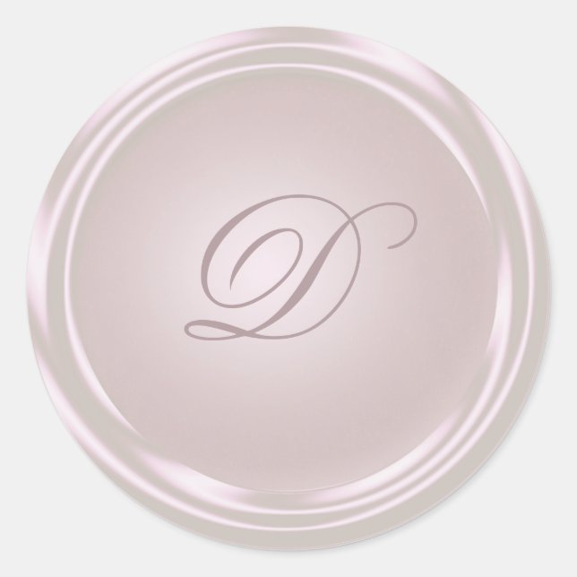 Rosa Blütenrunde Monogramm Runder Aufkleber (Vorderseite)