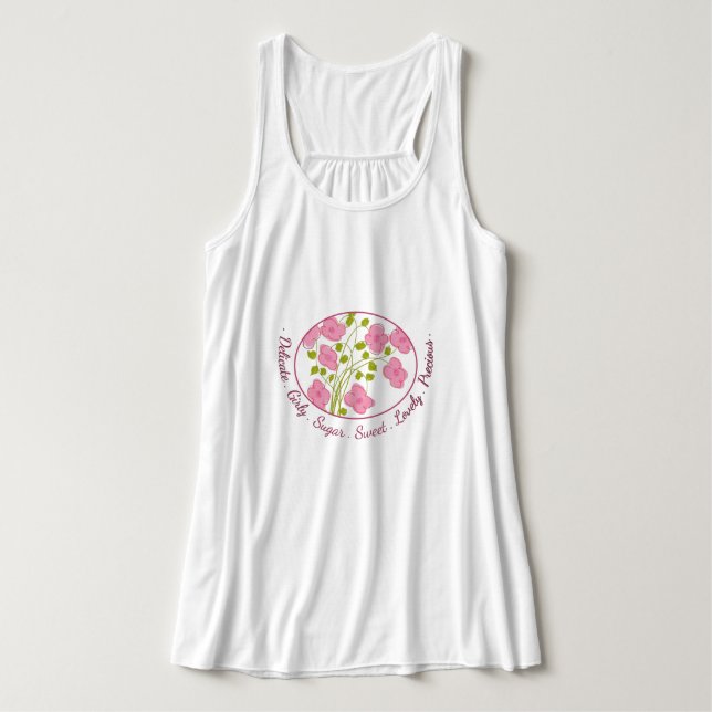 Rosa Blütenschlampe Tank Top (Design Vorderseite)