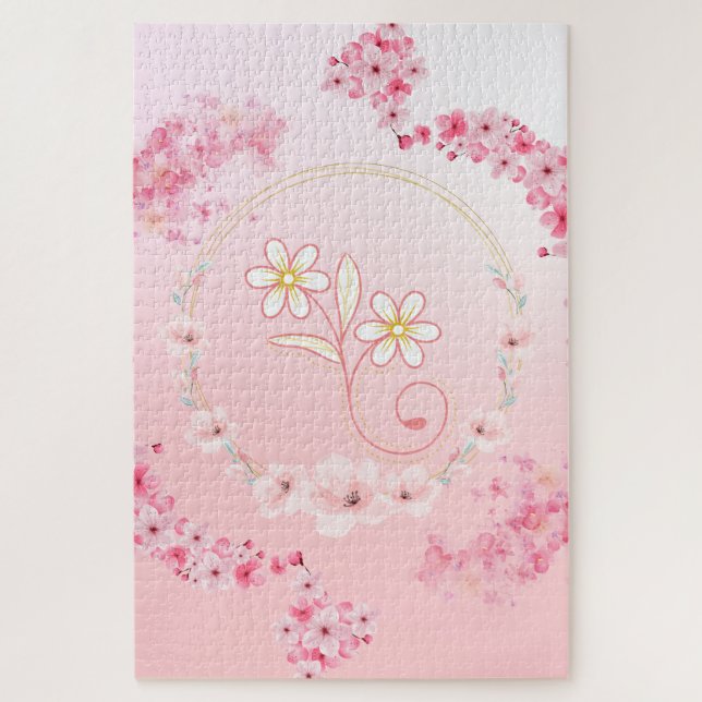 Rosa Blütensegen – Sanfte Floral Puzzle (Vertikal)