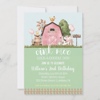 Rosa Blütenstall Tiere Einladung zum Geburtstag