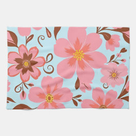 Rosa Blütenstimmung - Pastel Vibes-Retro Blume Geschirrtuch