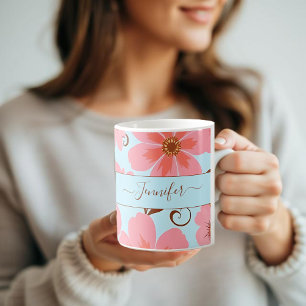 Rosa Blütenstimmung - Pastel Vibes-Retro Blume Kaffeetasse