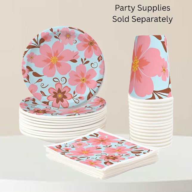 Rosa Blütenstimmung - Pastel Vibes-Retro Blume Pappbecher (Pink Floral Mood – Pastel Vibes-Party Supplies)
