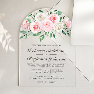 Rosa Blütenstrauß Hochzeit Acryleinladungen