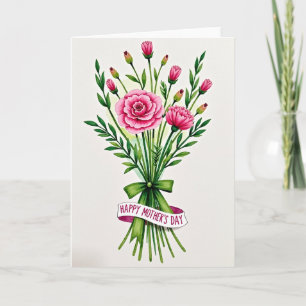 Rosa Blütenstrauß-Kunstkarte Karte