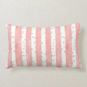 Rosa Blütenstreifen   Imitate Gold Confetti Lendenkissen