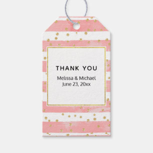 Rosa Blütenstreifen   Imitate Gold Confetti Weddin Geschenkanhänger