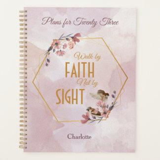 Rosa Blütenvögel Christlich Planer