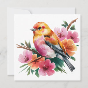 Rosa Blütenvogel Einladung