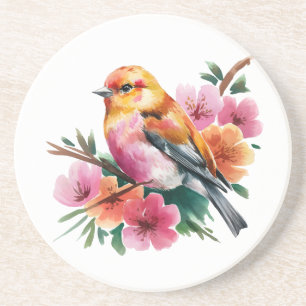 Rosa Blütenvogel Getränkeuntersetzer