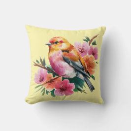 Rosa Blütenvogel Kissen