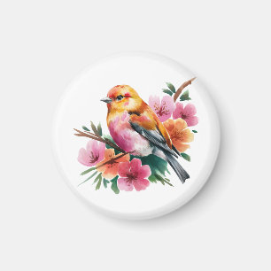 Rosa Blütenvogel Magnet