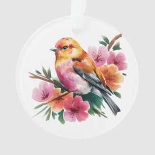 Rosa Blütenvogel Ornament