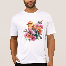 Rosa Blütenvogel T-Shirt