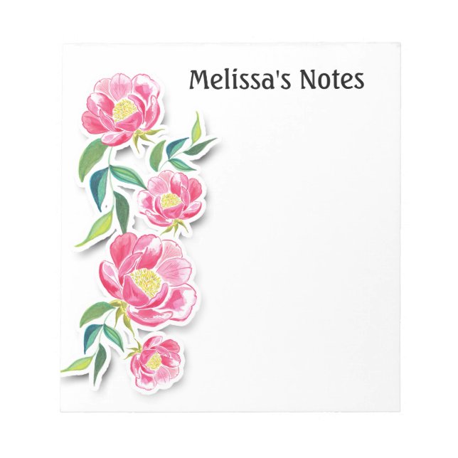 Rosa Blütenweibchen Geburtstag Notizblock (Vorderseite)