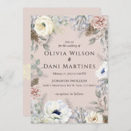 Rosa Blütenweiße Blütennatur Einladung Hochzeit