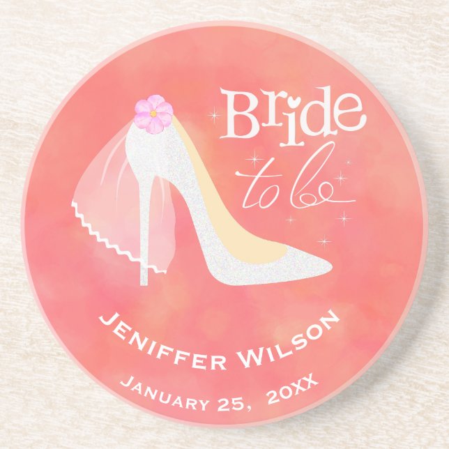 Rosa Blütenweiße Braut zum Brautparty Getränkeuntersetzer (Vorne)