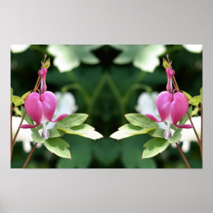Rosa Blutherz-Blumen-Spiegel-Naturkunst Poster