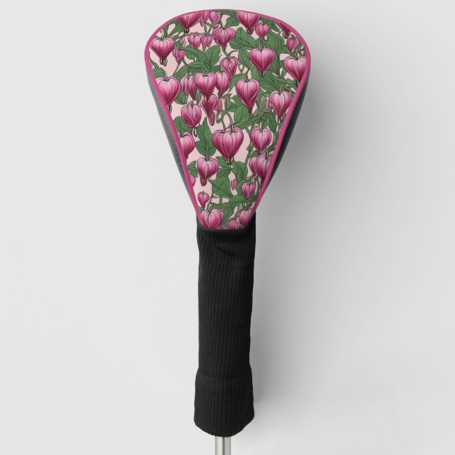 rosa Blutungsmuster im Herzen Blume Golf Headcover (Vorderseite)