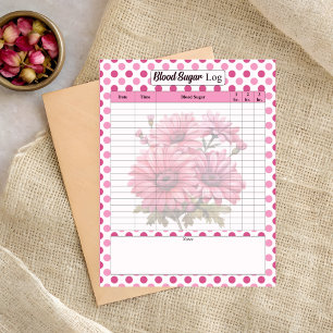 Rosa Blutzucker-Tagebuch mit Blumenmuster Notizblock