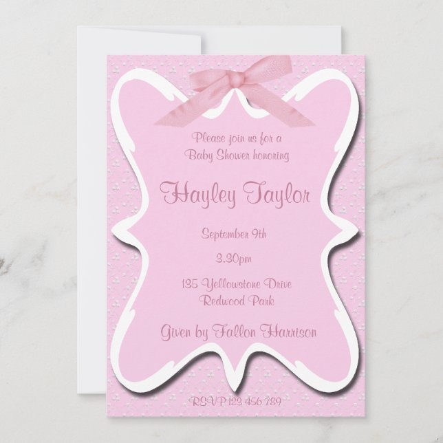 Rosa Bogen Kinderdusche Einladung (Vorderseite)