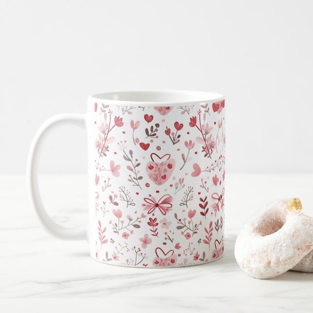 Rosa Bogen mit Blume Kaffeetasse (Mit Donut)