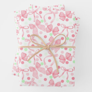 Rosa Bogen mit rosa und grünen Punkten Geschenkpapier Set