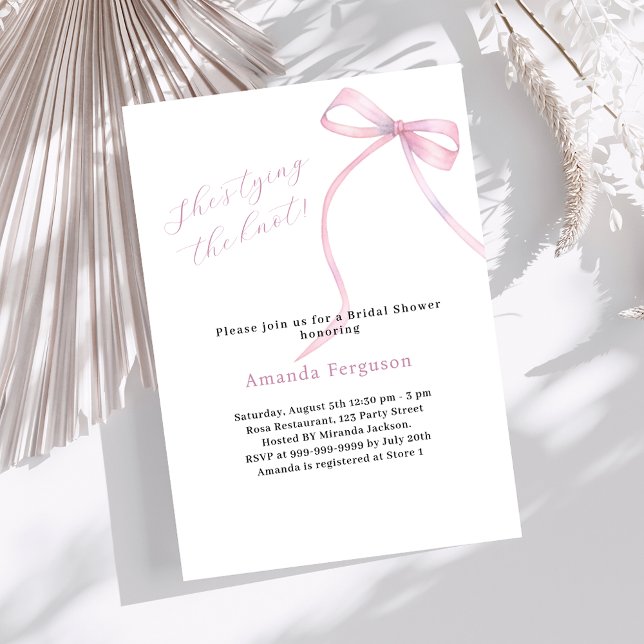 Rosa Bogen Sie bindet das Brautparty des Knotens Einladung (Von Creator hochgeladen)