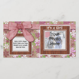 Rosa Bogen-und Blumen-kundenspezifische Foto-Karte Ankündigung