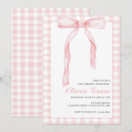 Rosa Bogen und Gingham-Babydusche Einladung